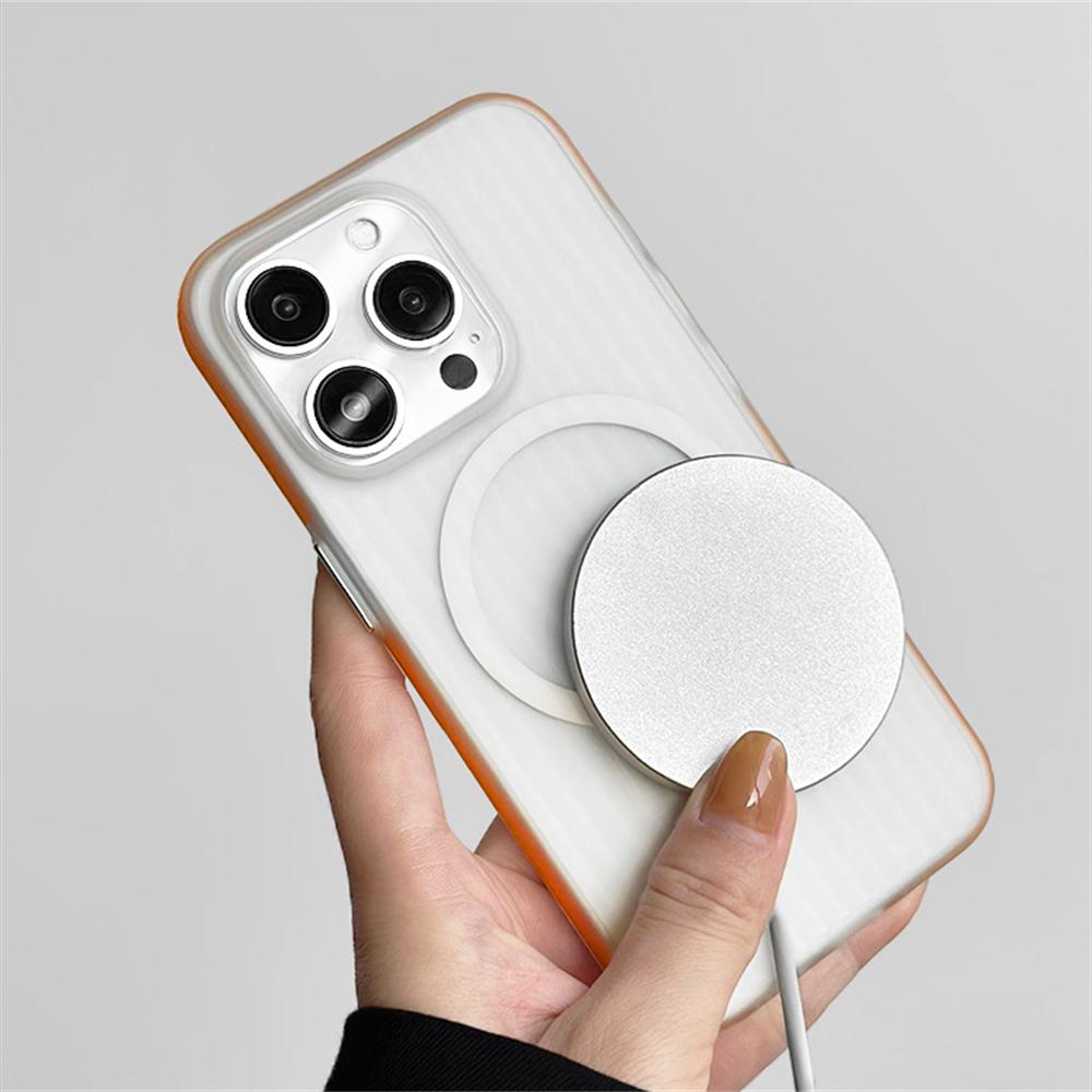 Luxury Transparent Matte Magnetic Wireless Charger Phone Case For iPhone 16 15 14 13 Pro Max Armor Bumper Shockproof Cover