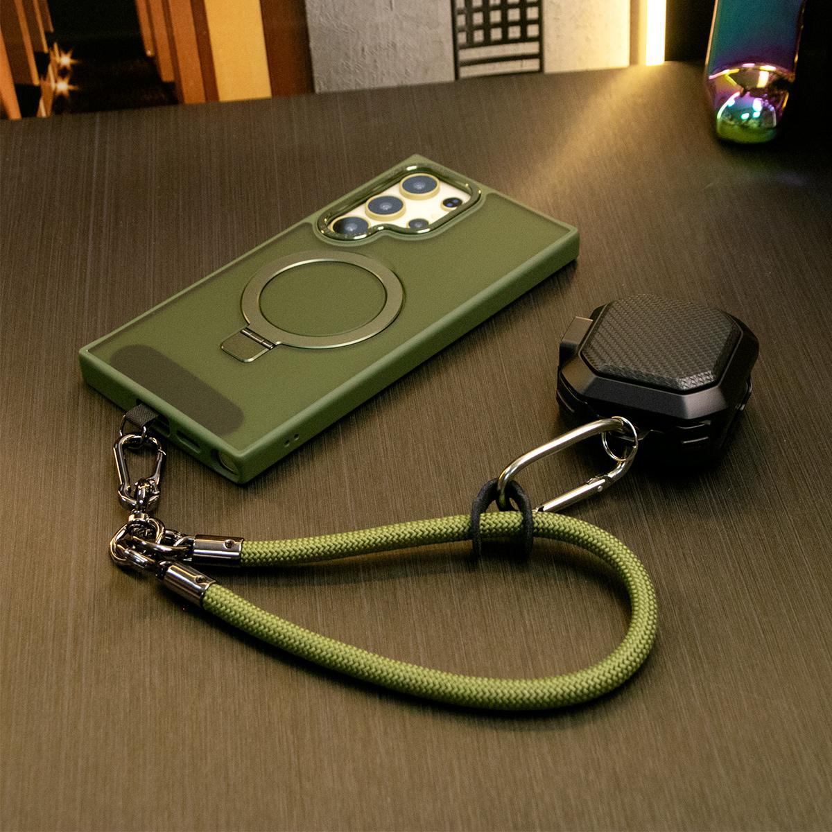 For Samsung S25 S24 S23 Plus Ultra Phone Case, With Multifunctional Climbing Rope, Clear Matte Magnetic Invisible Metal Kickstand Camera Frame [Not Yellowing] Shockproof Slim Back Full Cover