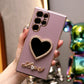Love Heart Mirror Plating Phone Case For Samsung S25 S24 S23 S22 S21 Note20