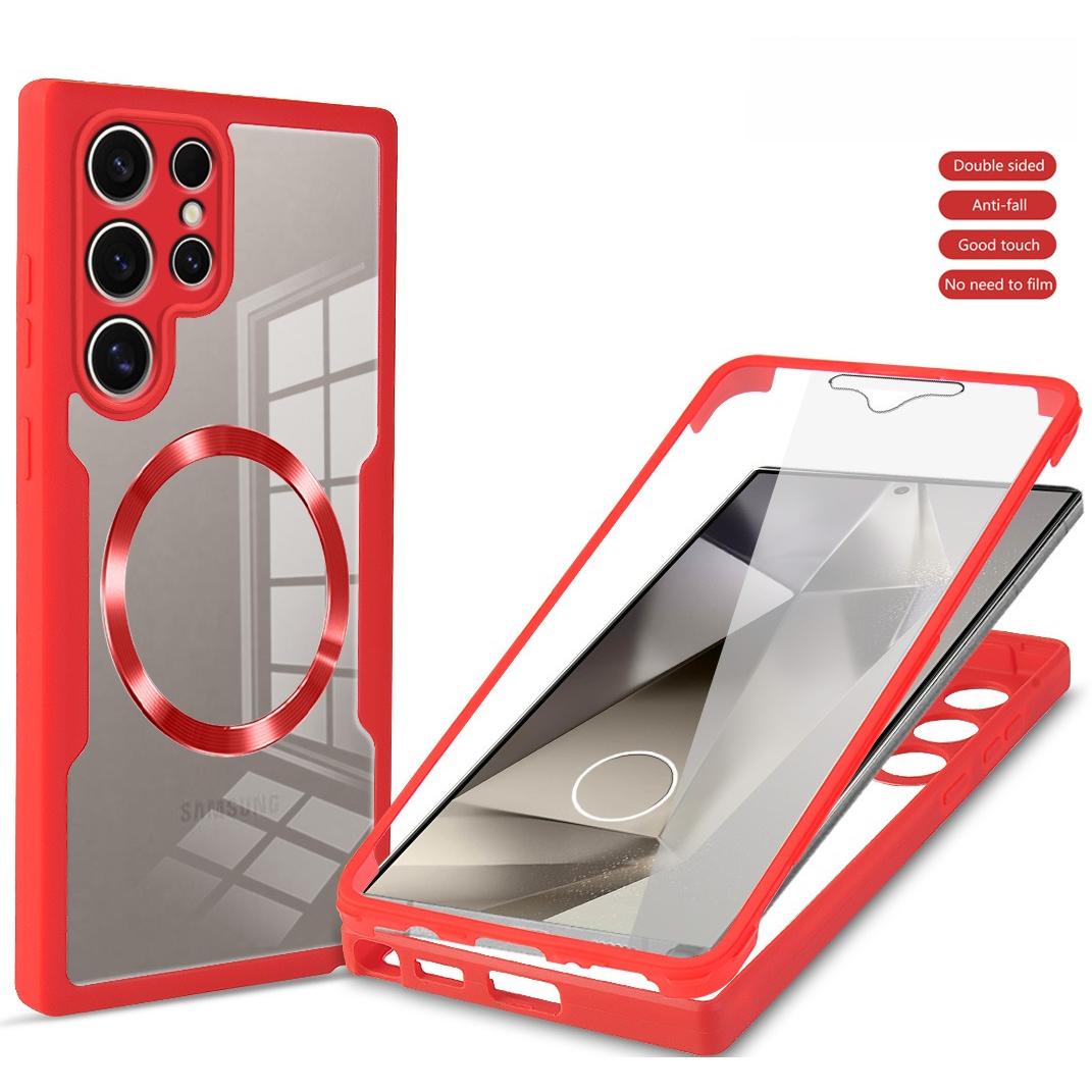 For Samsung S25Ultra S25 S24 S23 S22 S21FE A16 A26 A36 A56 Strong Magnetic Phone Case, Double Side 360 Full Protection, HD PET Screen Protector Acrylic Shockproof Hand Feel Hard Full Cover