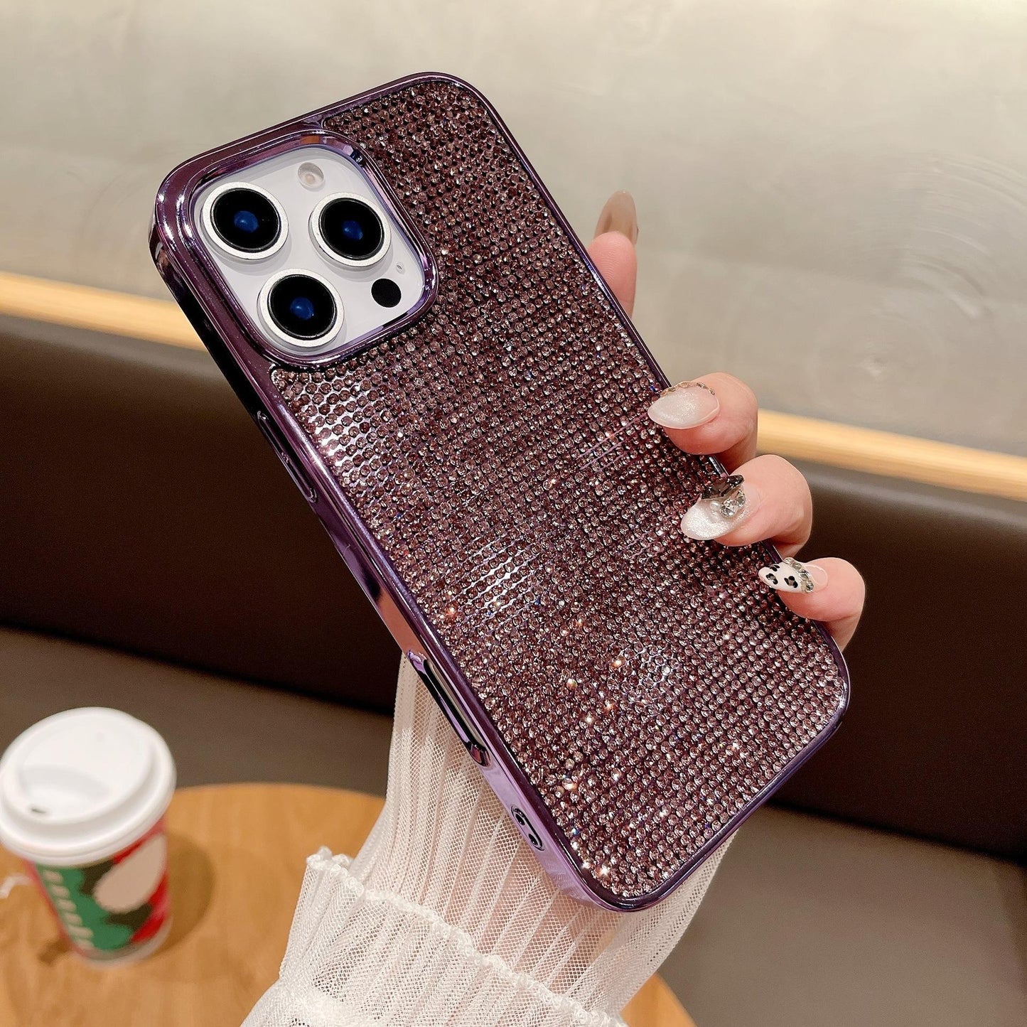 Luxury Rhinestone Glitter Plating Slim PC Phone Case For Samsung S25Ultra S24Ultra S23Ultra Hard Full Cover