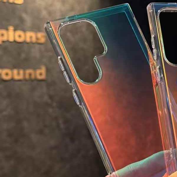 Gradient Laser Glitter Strong Magnetic HD Transparent PC Slim Phone Case For Samsung S25Ultra S25 S24 S23 Shockproof Hard Full Cover