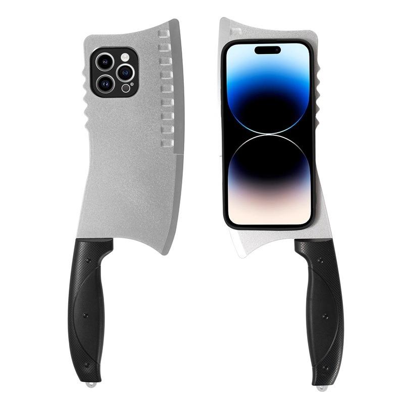 Creativity TPU Spoof Kitchen Knife Pattern Plating Len Protection Phone Case For iPhone 16ProMax 15 14 13 12 11 XR X/XS XSMax Hard Full Cover