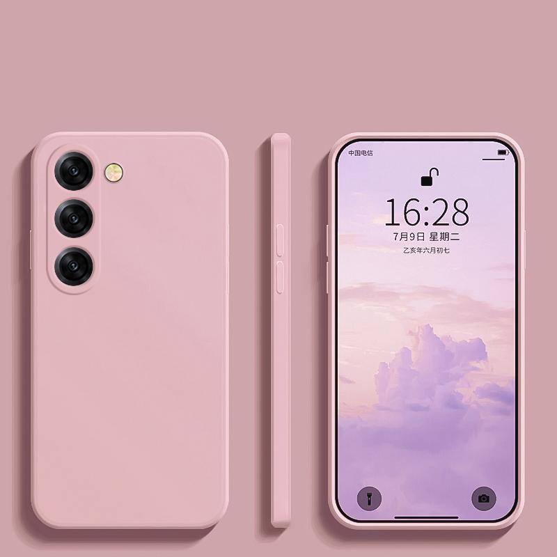 Square Liquid Silicone Matte Shockproof Phone Case For Samsung S25 S24 S23 Camera Protect Soft Cover