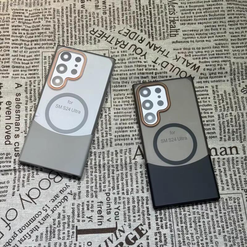 Matte Clear Fission Magnetic Two-tone Slim PC Phone Case For Samsung S25Ultra S25 S24 S23 S22 Transparent Skin Feel Bumper Shockproof Hard Full Cover