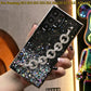 Glitter Star Sequin With Diamond Chain Phone Case For Samsung S25 S24 S23 S22 S21 Note20 A15 A25 A35 A55 Clear Soft TPU Back Cover