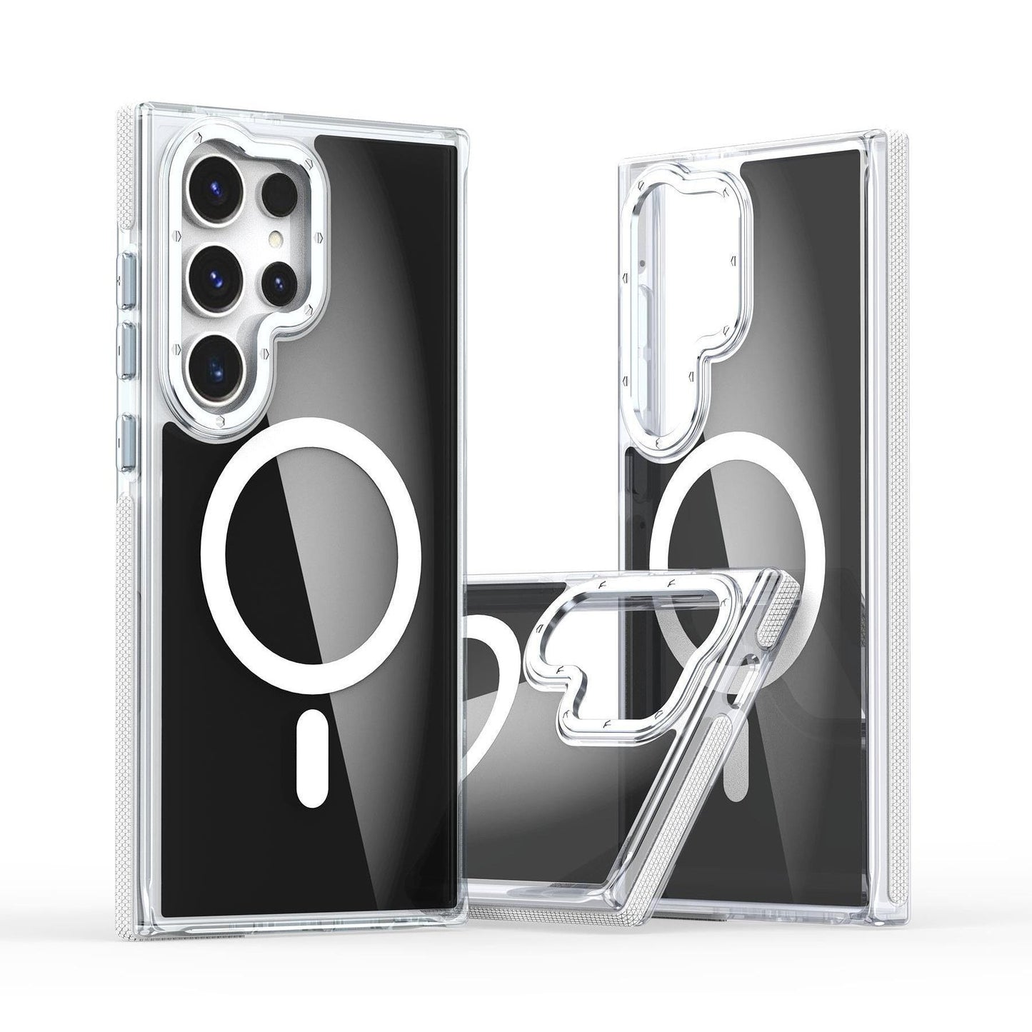Dual Color Translucency Black Strong Magnetic For Magsafe Phone Case For Samsung S25Ultra S25+ S25 S24Ultra S23FE S23Ultra A55 A35 A25 A16 Metal Frame Shockproof Bumper Acrylic Hard Cover
