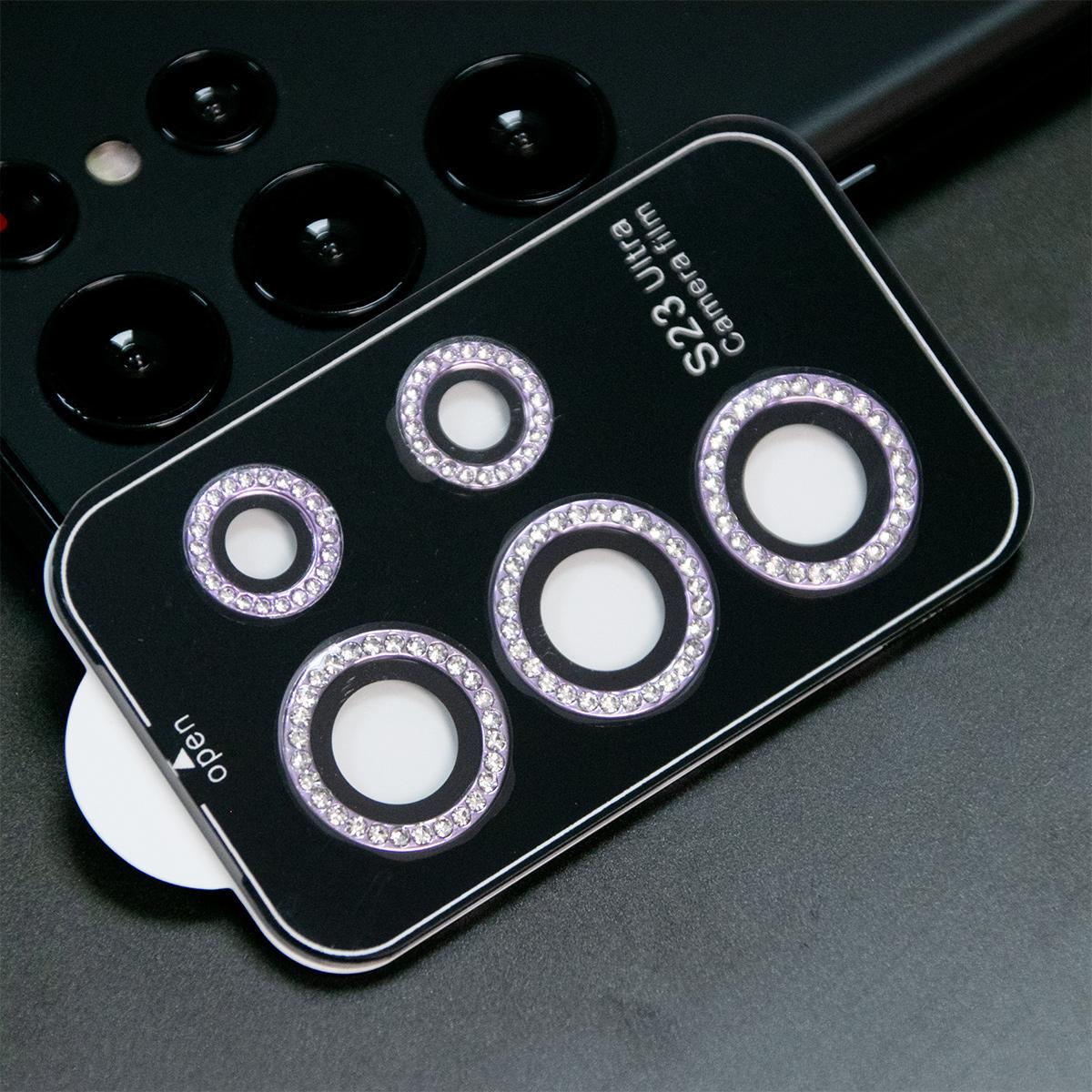 Diamond 9H Tempered Glass Camera Lens Protector Alloy Ring Cover for Samsung Galaxy S25 Ultra S24 Ultra