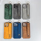 For iPhone 16ProMax 16 15 14 13 12 Case With Wristband, Matte Durable Faux Leather Kickstand Shockproof Phone Case