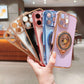 Plating Love Heart TPU Phone Case with Metal Magnetic Gyro Rotating Kickstand For iPhone 16ProMax 15 14 13 12 Shockproof Support Wireless Charging Soft Full Cover