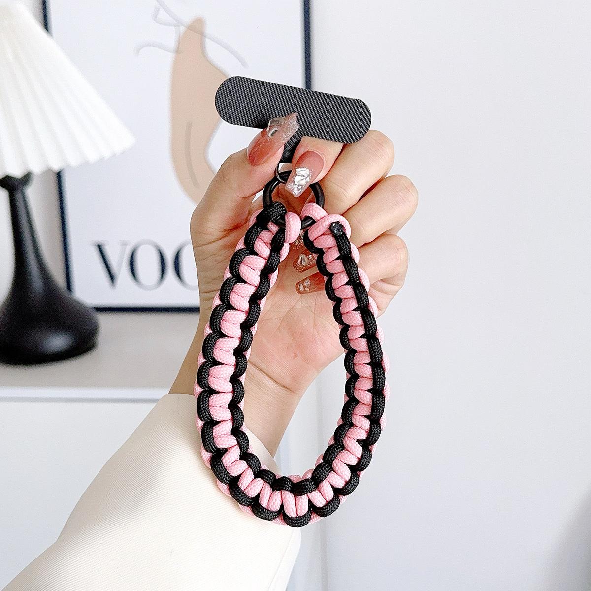 Braided Rope Keychain Wrist Rope with Colorful Pad Phone Case Anti-lost Rope Strap Key Ring Tactical Survival Tool Backpack Buckle