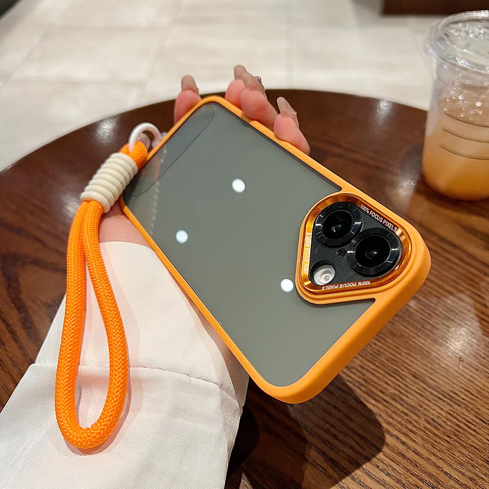 Colorful Crystal High Definition Clear Phone Case with Woven Wristband For iPhone 16ProMax 16 15 14 13 12 11 Pro Max Plus Transparent HD Len Protection Hard Full Cover
