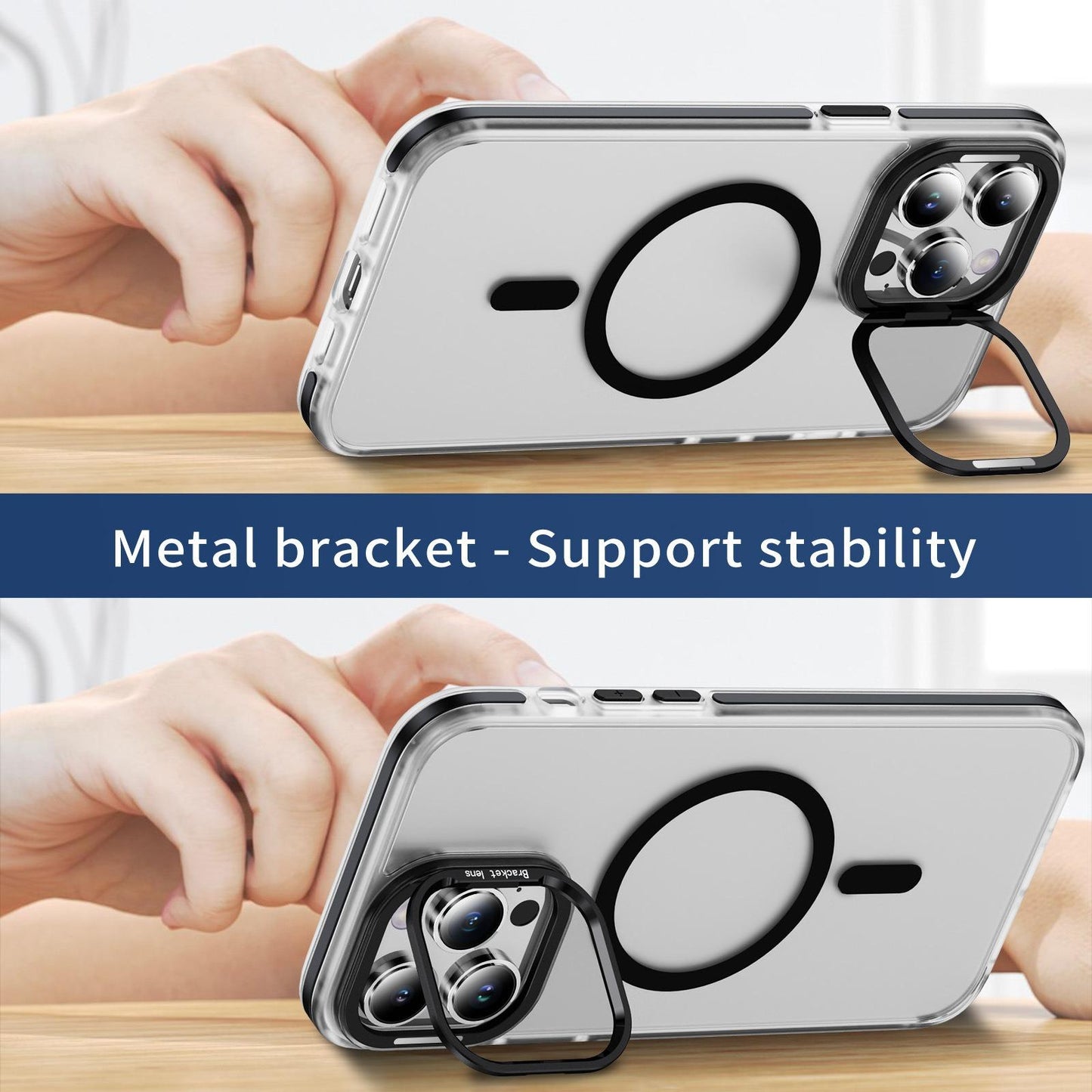 Matte Transparent Anti-Dust Anti-Fall Bumper Shockproof Strong Magnetic Phone Case With Metal Camera Kickstand for iPhone 16ProMax 16 15 14 13 12 11 XR Bumper Hard Cover