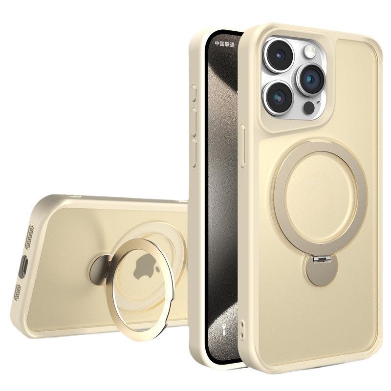 Slim PC Strong Magnetic Phone Case with 360 Rotating Metal Kickstand For iPhone 16ProMax 15 14 13 12 11 Skin Feel Bumper Shockproof Hard Full Cover