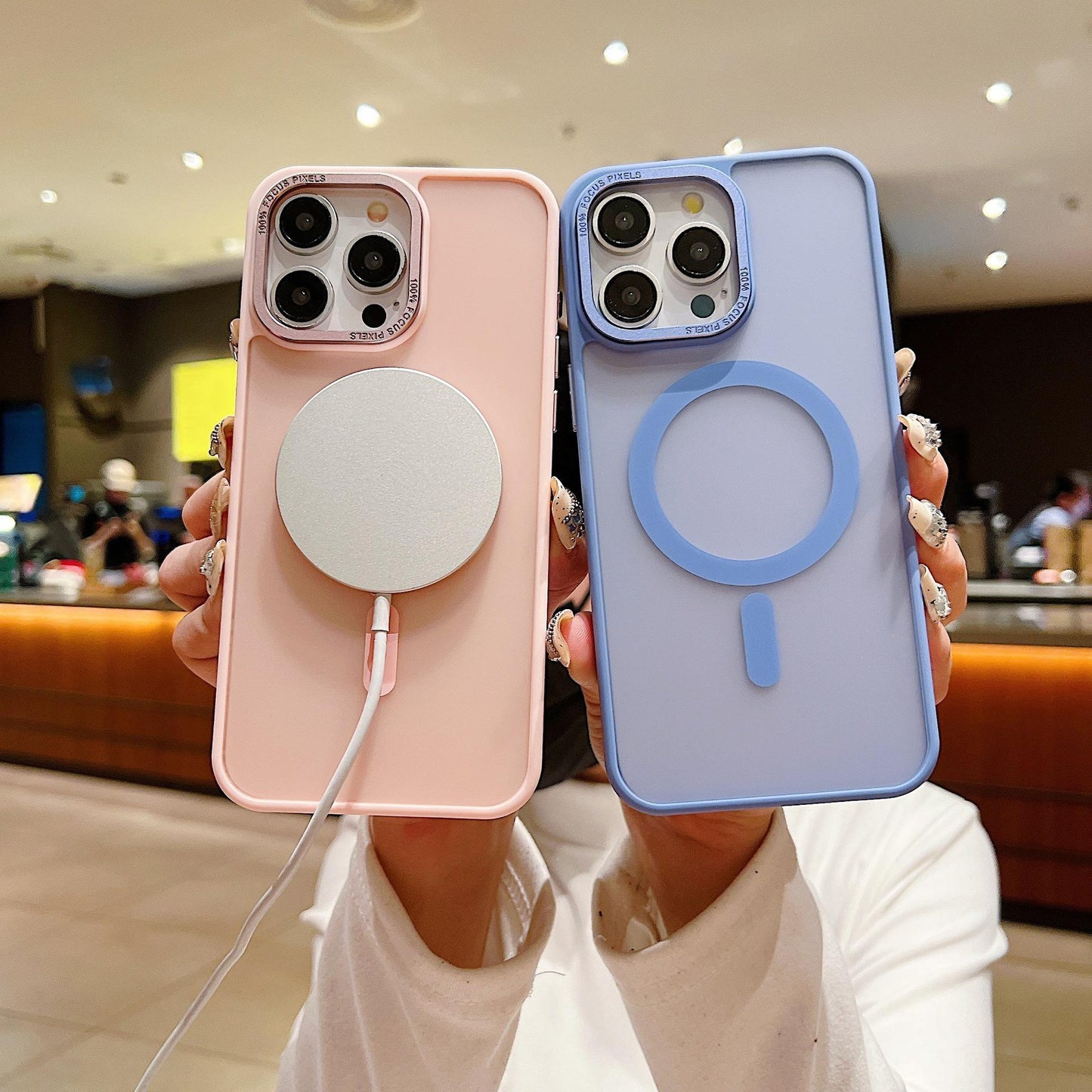 For iPhone 16ProMax 16 15 14 13 12 11 Plus Pro Max Phone Case, Matte Transparent Magnetic Acrylic Slim, Metal Camera Protection Hard Full Cover