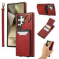 For Samsung S25Ultra S24 S23 S22 A16 A15 A35 A55 Leather Phone Case with Double Folding Wallet Wristband, Anti-Fall Card Slot Ring Kickstand Shockproof Business Hard Full Cover