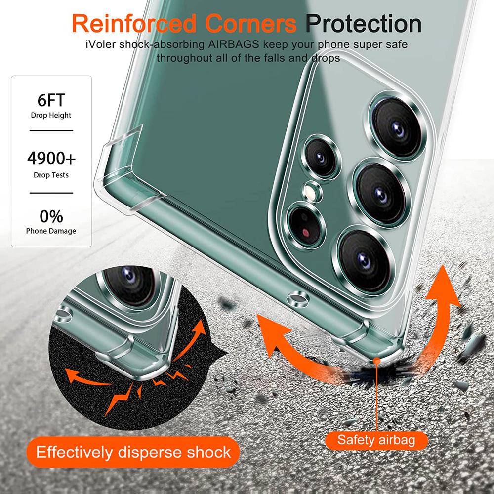 Anti-Falling Soft TPU Case For Samsung S25 S25Plus S25Ultra S24 S24FE S24Plus S24Ultra Clear Transparent Protector Cover