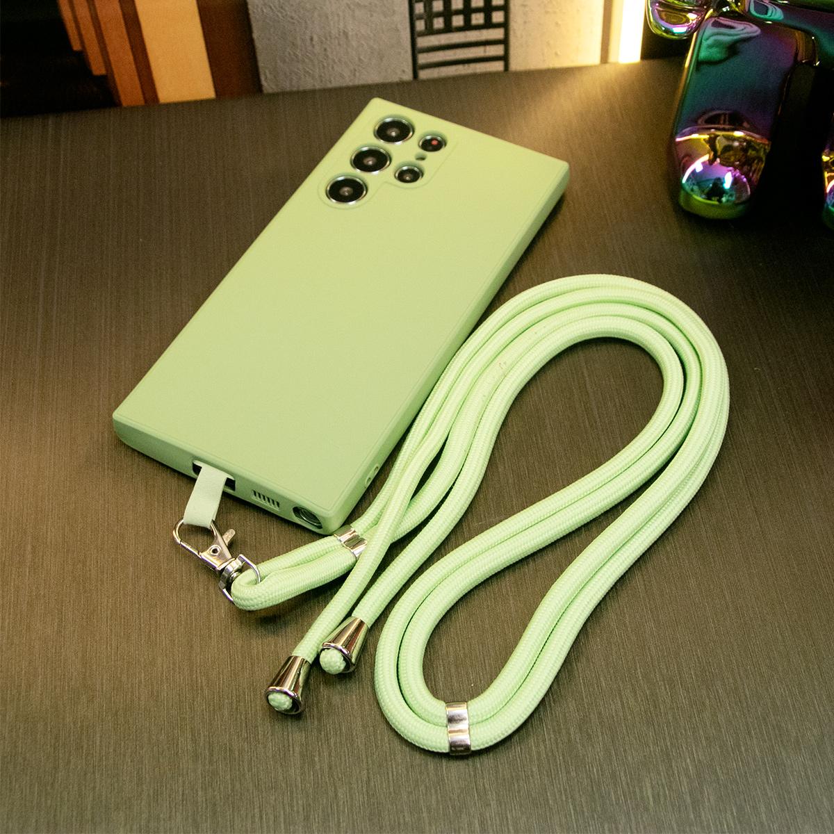 Silicone Matte Phone Case With Woven Lanyard For Samsung S25 S24 S23 S22 Camera Protect Soft Cover