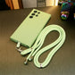 Silicone Matte Phone Case With Woven Lanyard For SamsungS25 S25Plus S25Ultra S24 S24FE S24Plus S24Ultra Camera Protect Soft Cover