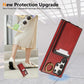 For Samsung S25Ultra S24 S23 S22 A16 A15 A35 A55 Leather Phone Case with Double Folding Wallet Wristband, Anti-Fall Card Slot Ring Kickstand Shockproof Business Hard Full Cover