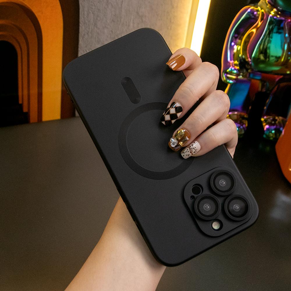 For iPhone 16 15 14 13 12 Pro Max Phone Case,  Metallic Paint Magnetic Soft Metallic Glossy Slim, Full Camera Cover Protection Support Wireless Charging Phone Case