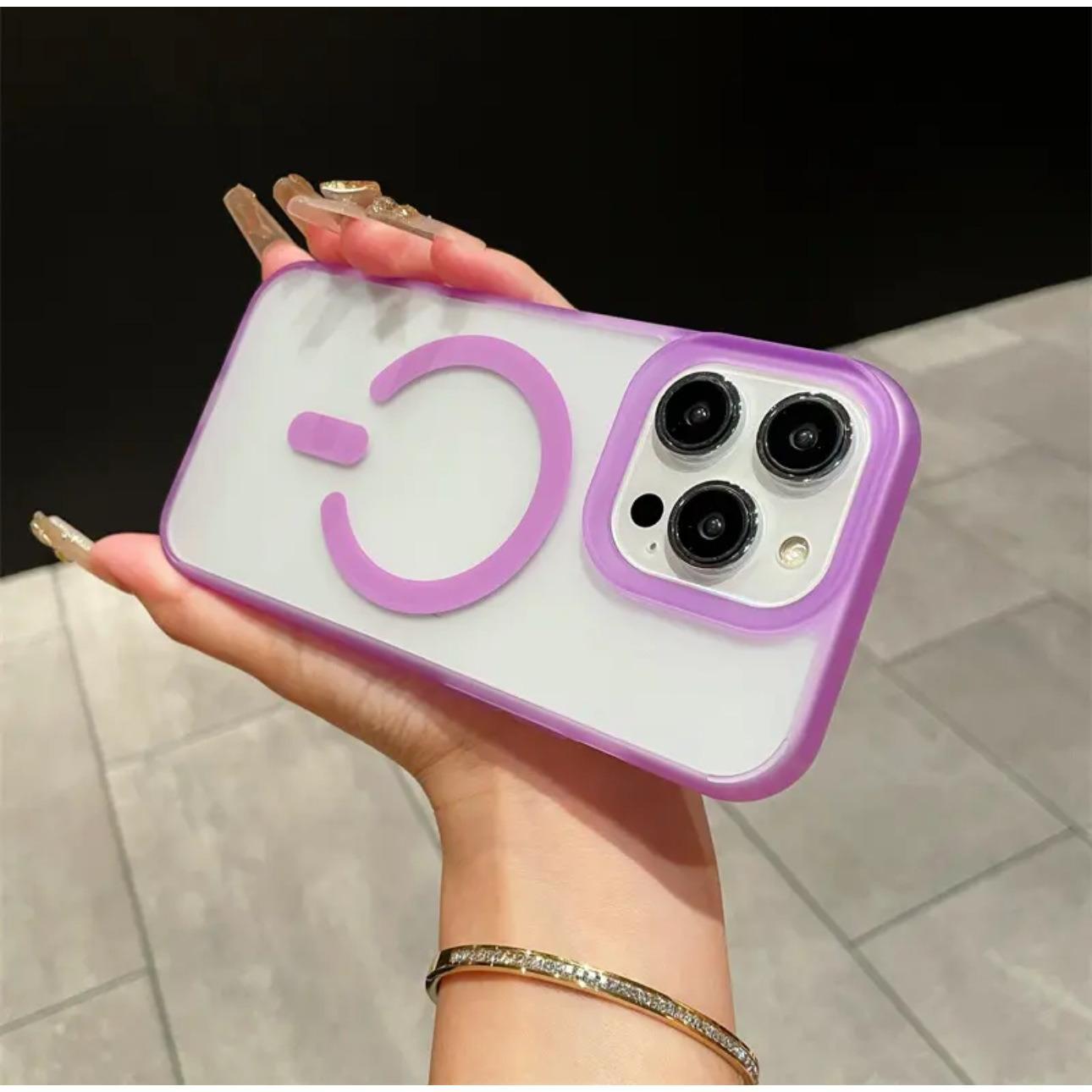 Colorful Matte Clear Macaron C Pattern Magnetic Phone Case For iPhone 16ProMax 16 15 14 13 12 11 Pro Max Plus Transparent [Not Yellowing] [Skin Feel] Shockproof Hard Full Cover