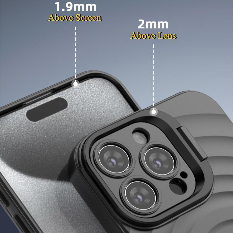 Matte Ripple Pattern Magnetic Phone Case with Camera Kickstand For iPhone 16ProMax 16 15 14 13 Skin Feel Shockproof Soft Full Cover