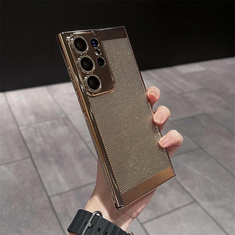 Ultra Slim Plating PC with Len Protector Cooling Phone Case For Samsung S25Ultra S24 S23 S22 S21 Note20 Shockproof Hard Full Cover