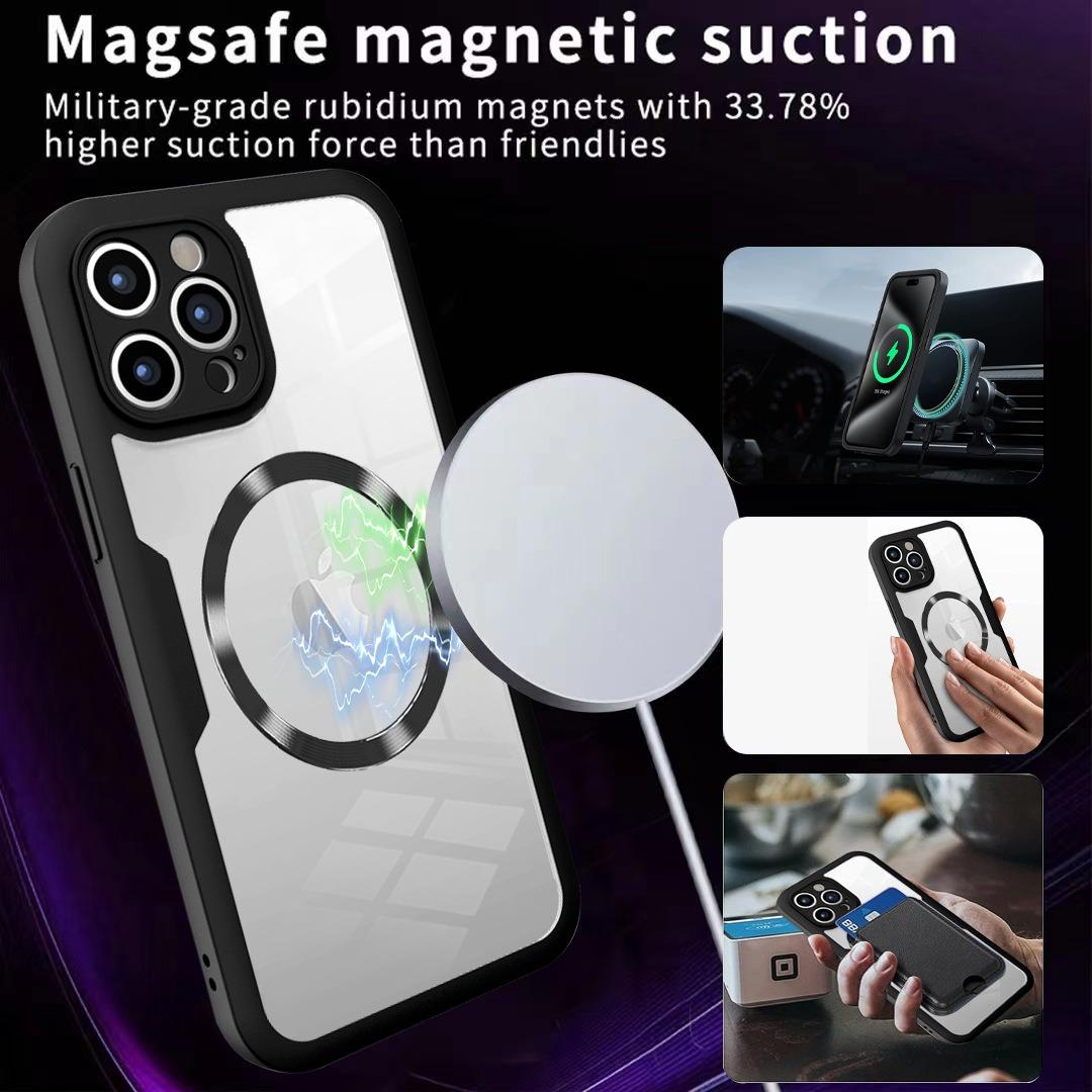 For iPhone 16E 16ProMax 16 15 14 13 Strong Magnetic Phone Case, Double Side 360 Full Protection, HD PET Screen Protector Acrylic Shockproof Hand Feel Hard Full Cover