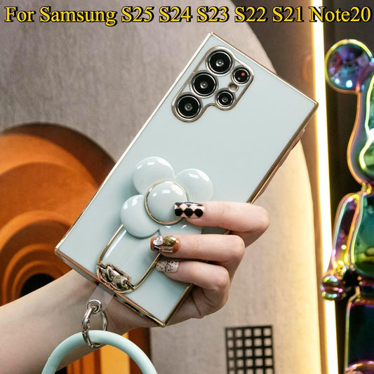 Rotating Windmill Holder Bracelet Strap Phone Case For Samsung S25 S24 S23 S22 S21 Note20