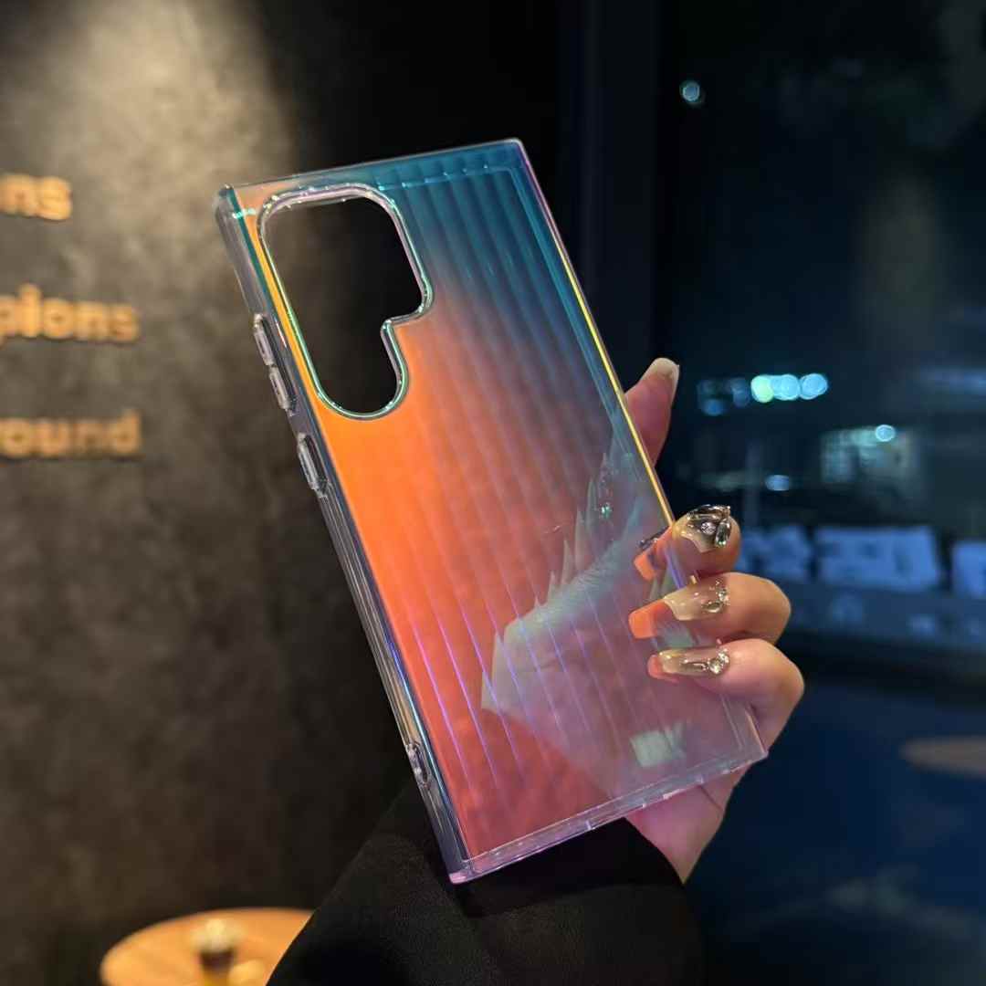 Gradient Laser Glitter Strong Magnetic HD Transparent PC Slim Phone Case For Samsung S25Ultra S25 S24 S23 Shockproof Hard Full Cover