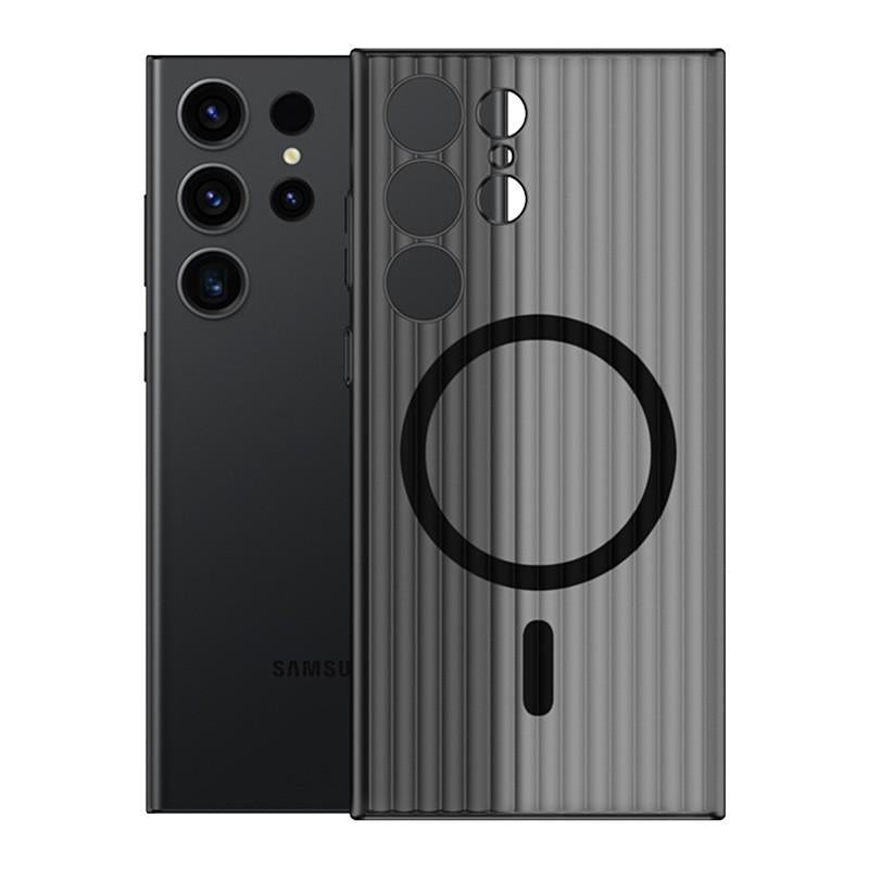 Corrugated Grille Magnetic Hard Polycarbonate Ultra-Thin Light Phone Case for Samsung S25Ultra S24 S23 Matte Frozen Fog Thin High Transparency Full Cover