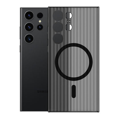 Corrugated Grille Magnetic Hard Polycarbonate Ultra-Thin Light Phone Case for Samsung S25Ultra S24 S23 Matte Frozen Fog Thin High Transparency Full Cover