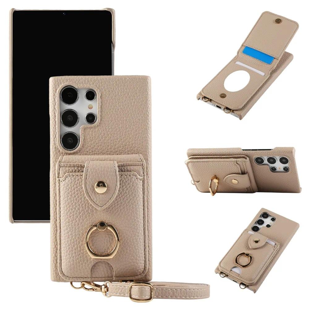 Crossbody Mirror Wallet with Card Holder Phone Case for Samsung Galaxy S22 Ultra Plus A13 A14 A15 A22 A24 A25 A33 A34 A35 A53 A54 A55 Back Cover