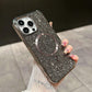 Luxury Rhinestone Glitter Plating Slim PC Strong Magnetic Phone Case For iPhone 16ProMax 15 14 13 Hard Support Wireless Charging Full Cover