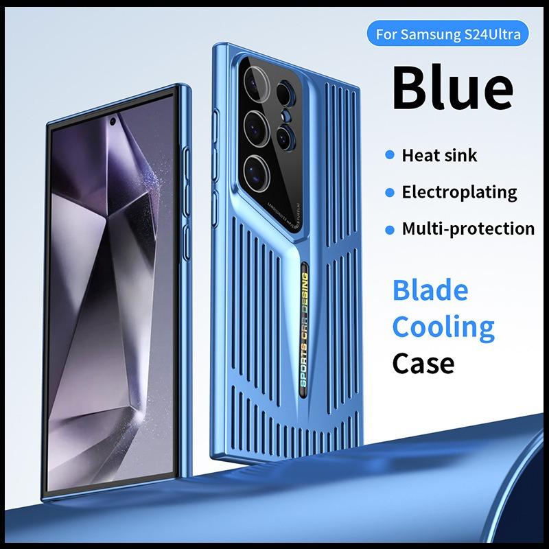 Premium Cooling Plating Hollow Out PC Blade Point Len Protector Shockproof Phone Case For Samsung S25Ultra S24 S23 S22 Hard Full Cover