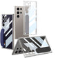 For Samsung Galaxy S23 S24 S25 Ultra Case with Silicone Wristband Transparent Hard PC Shockproof Protection Phone Cover Accessories
