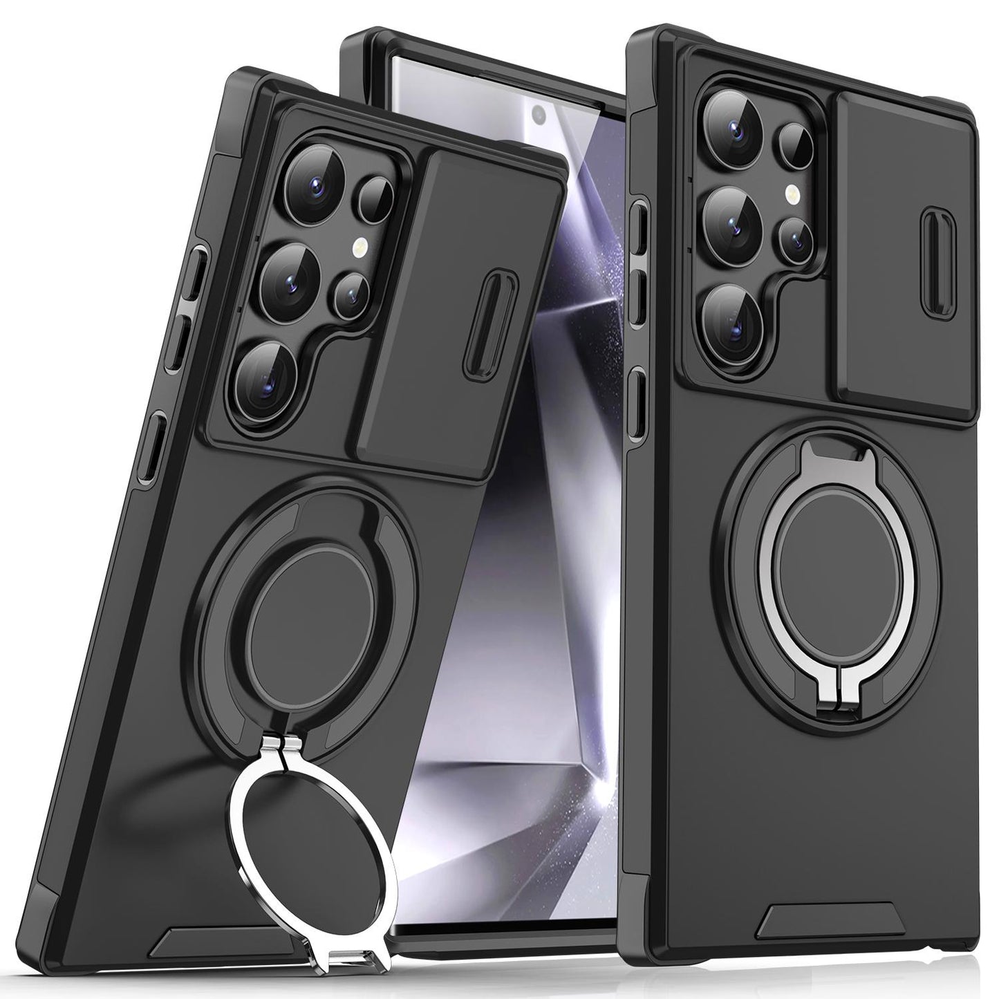 Heavy Duty Rugged Hybrid Armor 2 in 1 Slide Camera Lens Protective Phone Case for Samsung Galaxy S24 S25 Ultra A26 A36 A56