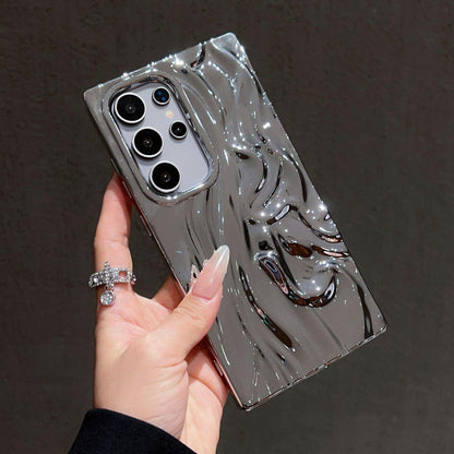 For Samsung S25Ultra S25 S24 A56 A55 A54 A36 A35 A26 A25 A16 A15, Luxury Fancy Shape Cool Wrinkled Tin Foil Pattern Plating Hollow Heat Dissipation Case Cooling Soft Back Cover