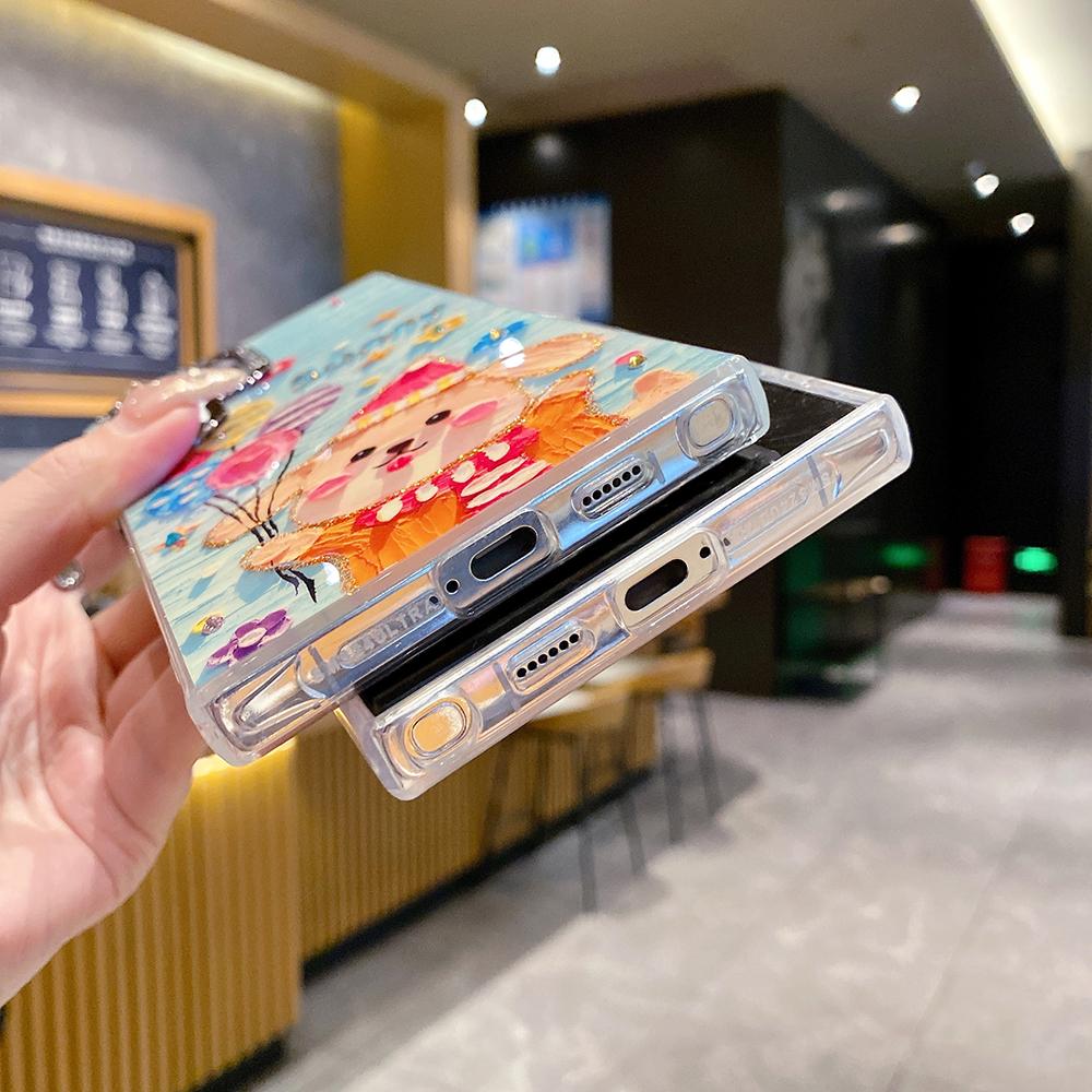 For Samsung S25 S24 S23 S22 A35 A36 A26 A54 A55 A56 Phone Case, Rich Girl Women Nabobess Leopard Print Rainbow Deer Balloon Puppy, Oil Painting Camera Frame Anti-drop Hard Shockproof Full Cover