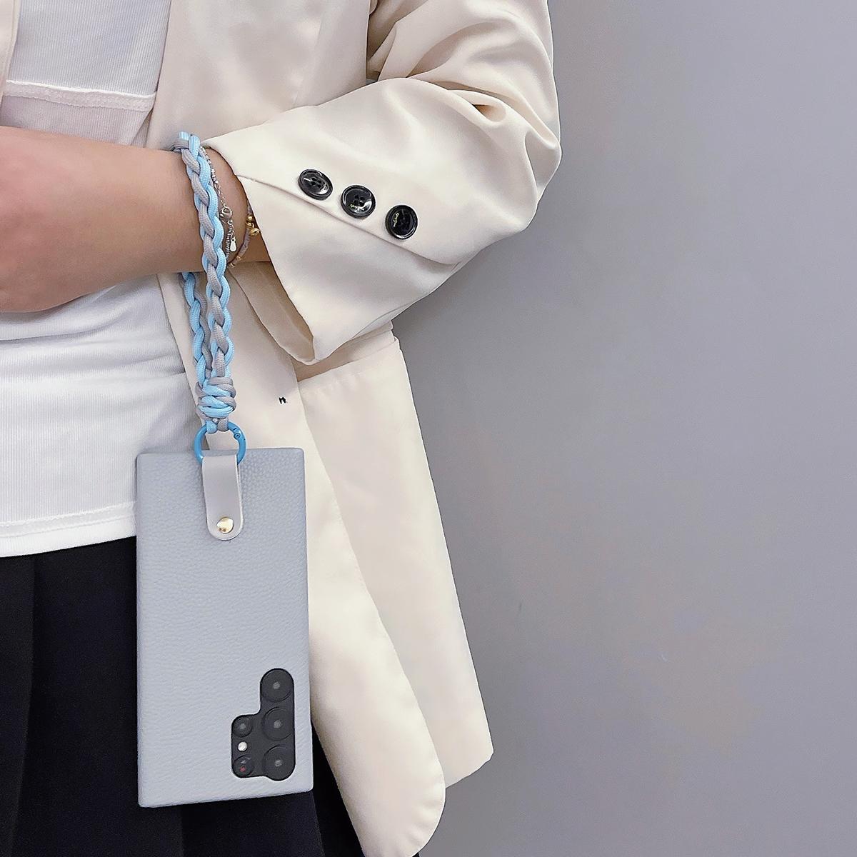 Luxury Wrist Strap Soft Leather Phone Case For Samsung S25 S24 S23 S22 S21 A15 A25 A35 A55 Solid Color Cover