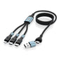 1.2m/2m 100W Super Fast Charge 2in3 Data Cable Support Laptop/Mobile Phone/Tablet USB+Type-c to C+L+C Multi-port Fast Charging Metal Head Nylon Braided Wire