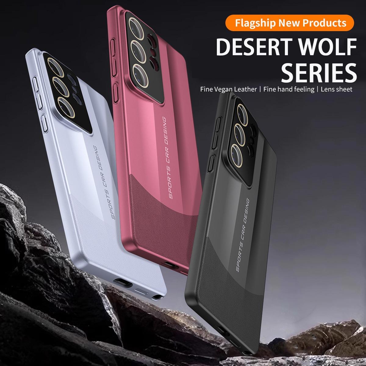 Premium PC Leather Two-tone Len Protector Shockproof Phone Case For Samsung S25Ultra S25 S24 S23 Hard Full Cover