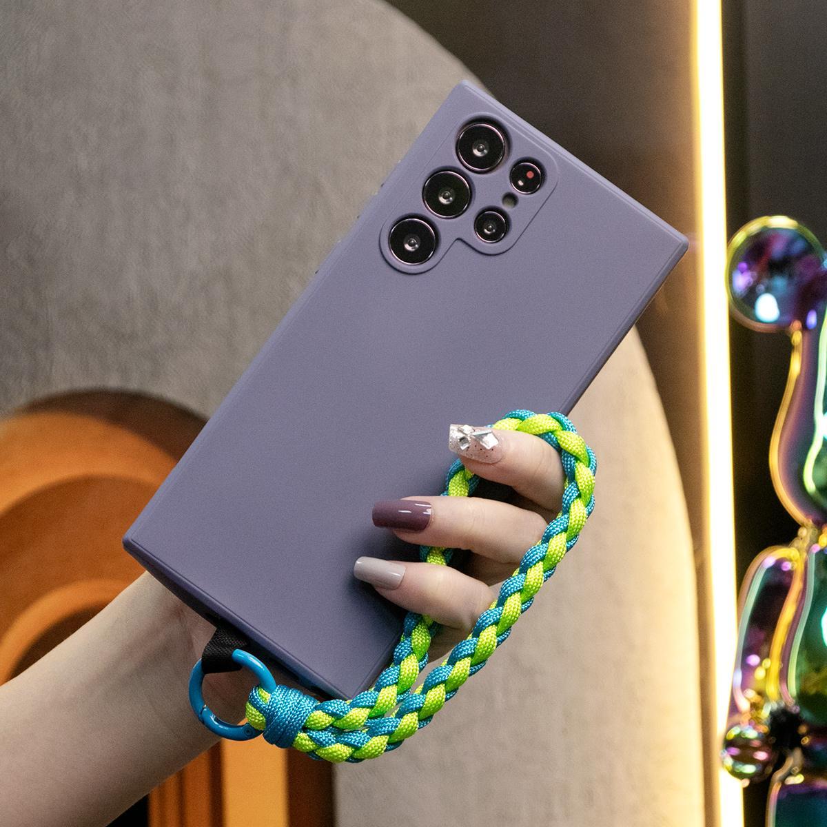 Silicone Matte Phone Case with Braided Rope Bracelet for Samsung A14 A15 A16 A24 A25 A35 A36 A53 A54 A55 Note20