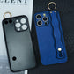 For iPhone 16ProMax 16 15 14 13 12 Case With Wave Wristband, Luxury Durable Faux Leather Kickstand Shockproof Phone Case
