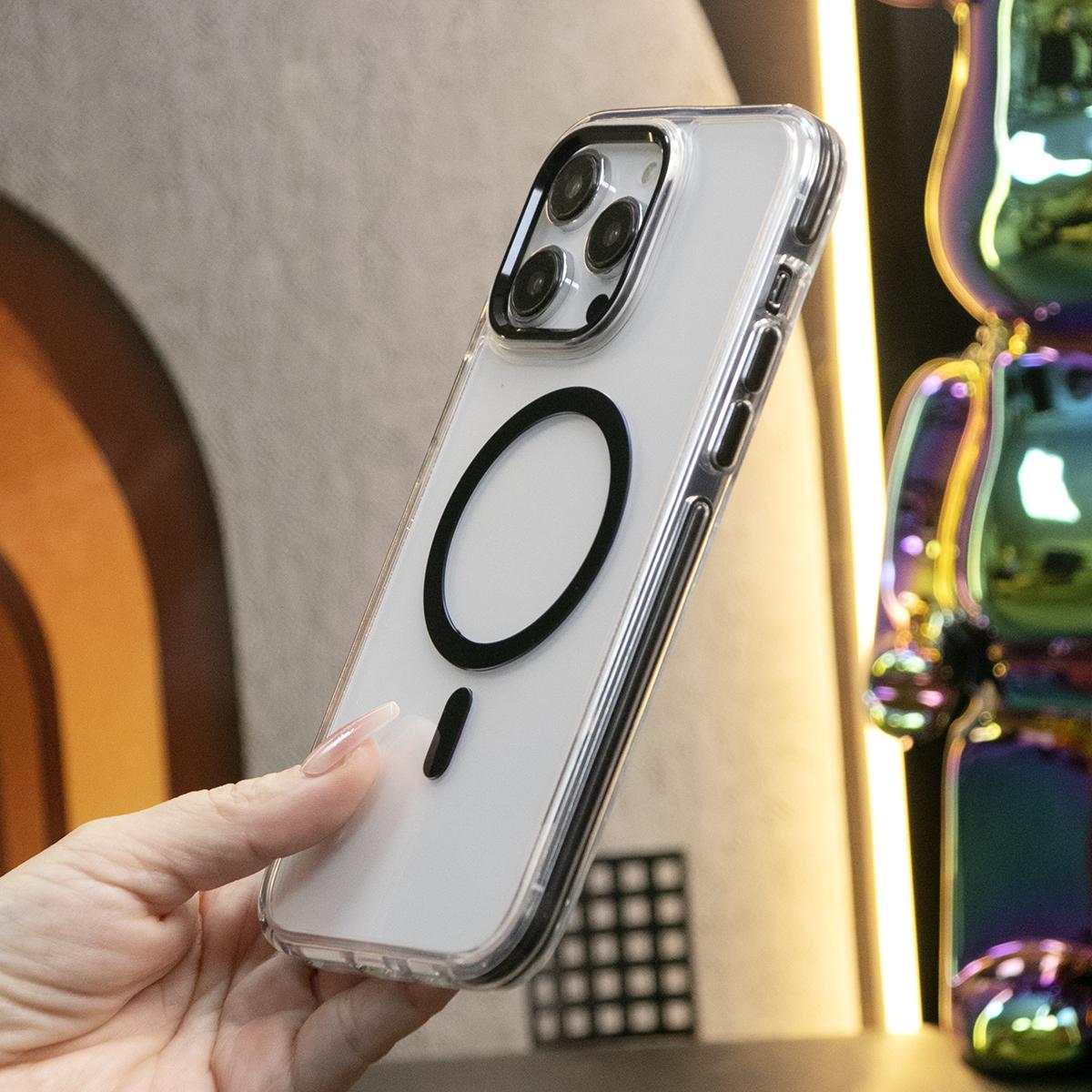 Two-tone High Definition Acrylic Magnetic For Magsafe Wireless Charging Case For iPhone 16 15 14 13 12 11 Pro Max Shockproof Clear Metal Camera Frame Hard Cover
