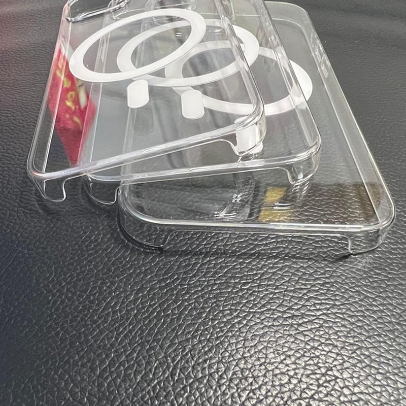 Transparent Hard PC Phone Case For iPhone 16 15 14 13 12 11 Pro Max Clear Crystal Magnetic Back Cover