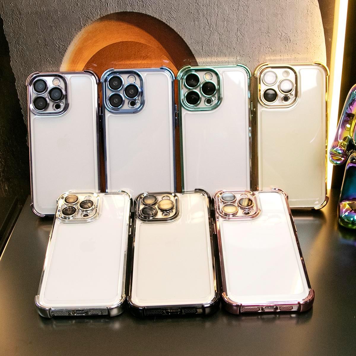 Luxury Plating Four Corners Shockproof Clear Case For iPhone 16 15 14 13 12 11 XR XSMax X/XS Transparent Built-in Camera Protector Hard Acrylic Bumper Armor Full Cover