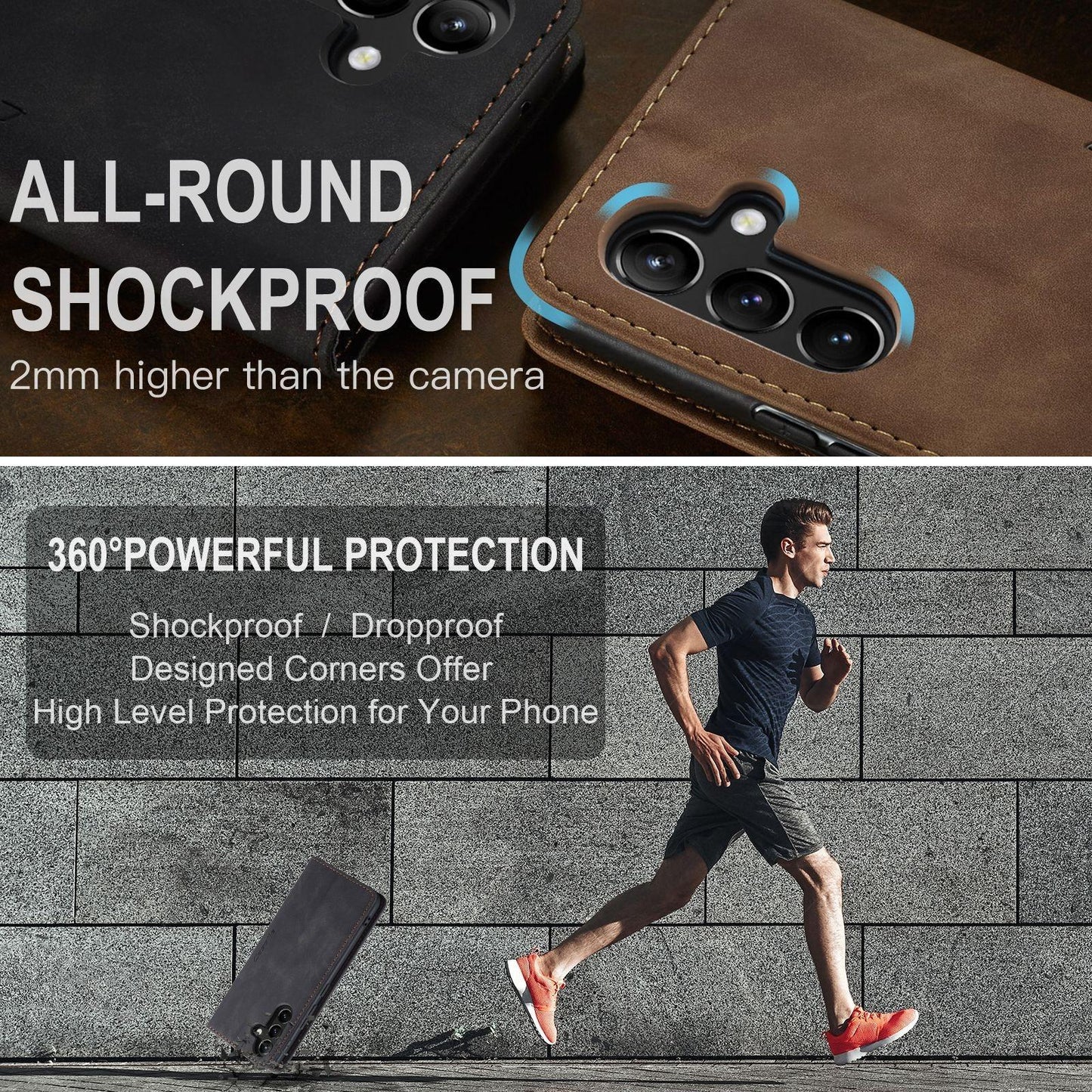 For Samsung A14 A15 A16 A24 A25 A26 A34 A35 A36 A53 A54 A55 A56 Case With Card Holder, Matte Wallet Case For Women Men, Durable Faux Leather Kickstand Magnetic Clasp Shockproof Phone Case