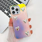 For iPhone 16ProMax 16 15 14 13 Phone Case, Electroplating Laser Love Heart Pattern Acrylic Slim, Camera Protection Non-Yellowing Hard Cover